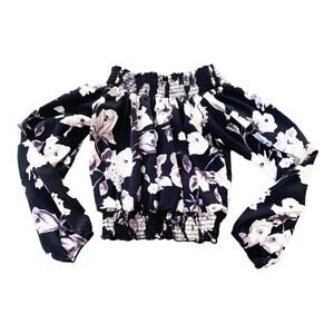 Altar’d State Floral Off-the-Shoulder Ruffle Crop Top Sexy Prairie Cottage Small
